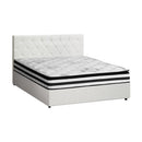 Bed Frame Double Size Gas Lift with Mattress White Leather