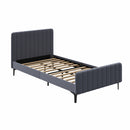 Bed Frame King Single Beds Platform Velvet Fabric Grey