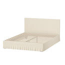 Bed Frame Queen Upholstered Headboard Platform Base Beige