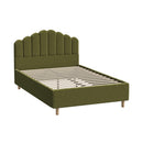 Bed Frame Queen Stripe Headboard Wooden Slats Boucle Green