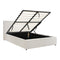 Queen Bed Frame Gas Lift Storage Base White Boucle