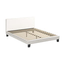 King Bed Frame Wooden Slats Boucle Fabric White