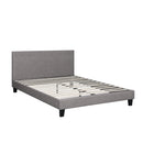 Bed Frame Queen Size Wooden Slats Grey Fabric