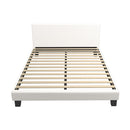 King Bed Frame Wooden Slats Boucle Fabric White