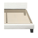 King Bed Frame Wooden Slats Boucle Fabric White