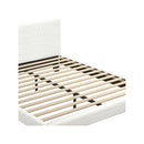King Bed Frame Wooden Slats Boucle Fabric White