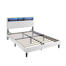 Bed Frame Queen Size with LED Storage Bedhead White