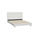 Bed Frame Double Tufted Bedhead Boucle Fabric White