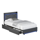 Bed Frame King Single with LED Headboard Charging 4 Drawers