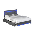 Bed Frame Queen with LED Headboard Charging Port 4 Drawers