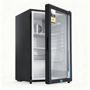 105L Bar Fridge Glass Door Mini Fridge Countertop Cooler Black