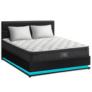 Bed Frame with Mattress Queen Size LED Gas Lift Black LAYZ