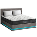 Bed Frame with Mattress Double Size LED Gas Lift Grey LAYZ