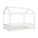 Kids Wooden Bed Frame House Platform Double White Timber Pine