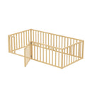 2-in-1 Kids Bed Frame Single Toddler Play Guard Fence Wood