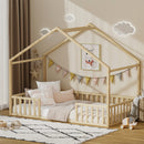 Wooden Kids Bed Frame King Single House Beds Timber Natural