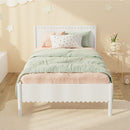 Scalloped Bed Wooden Kids Bed Frame Wood Timber Single White