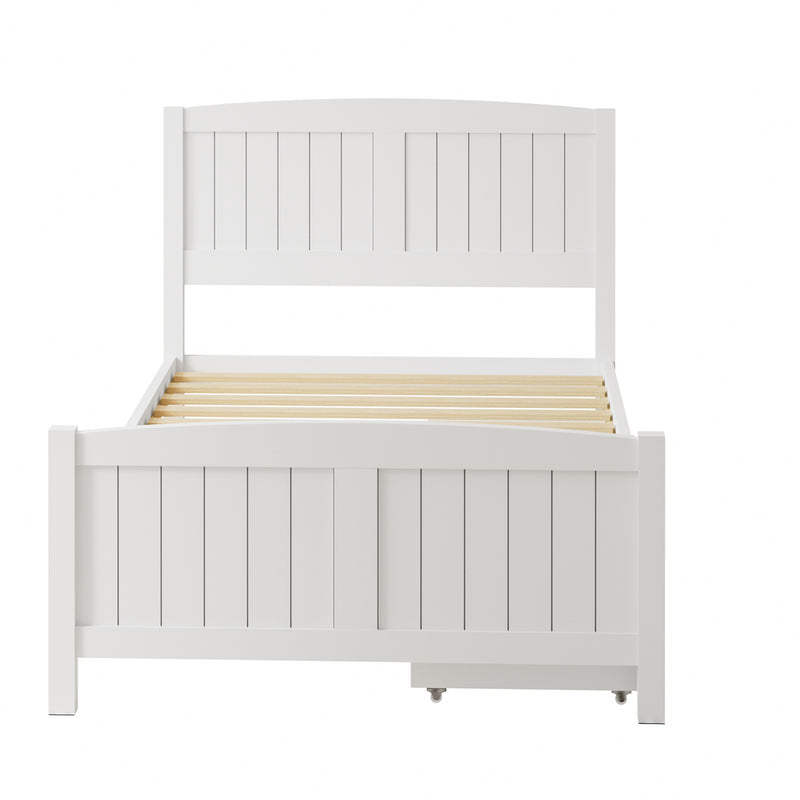 Wooden Bed Frame King Single with Trundle Drawers White – Simply Wholesale