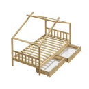 House Bed Frame Wooden Single Size with Drawers