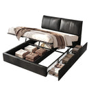 King Bed Frame Gas Lift Storage 3 Drawers Adjustable Headboard Platform Bed Black