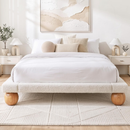 Boucle Queen Bed Frame and Chest of 6 Drawers Bedroom Set