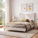 Double Bed Frame with Boucle Headboard, Beige, 300kg Capacity