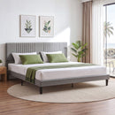 King Bed Frame with Adjustable Headboard, Grey, 300kg Capacity