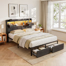 Queen Bed Frame with Storage Drawers & Headboard, 2 Drawer, USB, LED