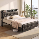 Queen Bed Frame with Storage Headboard SAA Certified Charging Station