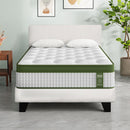 King Single Bed Set with BedStory Hybrid Mattress Upholstered Platform White Boucle Fabric