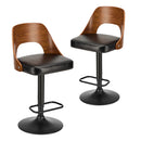 2x Bar Stools Swivel Counter Gas Lift Chair Leather Black