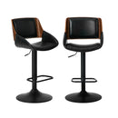 2x Bar Stools Kitchen Dining Chairs Swivel Leather Black