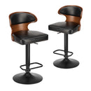 2x Bar Stools Swivel Kitchen Bar Stools Leather Black