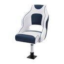 Captain Bucket Boat Seats Flip Up Bolster Swivel 15cm Padding with Adjustable Pedestals 34‚Äì46cm Blue