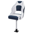 Captain Bucket Boat Seats Flip Up Bolster Swivel 15cm Padding with Adjustable Pedestals 55‚Äì75cm Blue