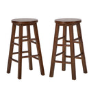 2x Kitchen Counter Round Bar Stool Chairs Footrest Walnut