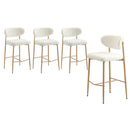 4x Bar Stools Boucle Fabric Natural White