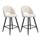 2x Bar Stools Kitchen Counter Stool Boucle White HORN