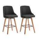 2x Bar Stools Kitchen Dining Chairs Wooden Stool Linen Grey
