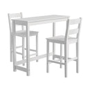 3PCS Bar Table Set Cafe Tables and 2 Stools White