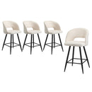 4x Bar Stools Kitchen Dining Chair Boucle White SURA