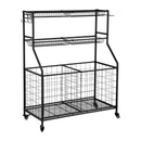Sports Equipment Organizer Storage with Wheels Multi-Sport Garage Gym Black