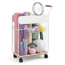Yoga Mat Storage Rack Mobile Holder with Wheels Basket Home Gym Storage Organizer White
