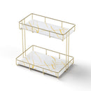 Bathroom Storage Rack 2 Tier Corner Organiser Gold Marble Look