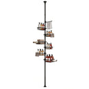 Tension Pole Shower Caddy Steel Corner Bathroom Shelf Black
