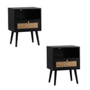 2X Bedside Table Storage Drawer Shelf Rattan