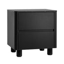 Bedside Table 2 Drawers Storage Cabinet Nightstand Black