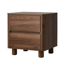 Bedside Table 2 Drawers Storage Cabinet Nightstand Walnut