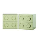 2x Bedside Table 2 Drawers Nightstand Side Cabinet Green