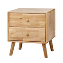 Bedside Table 2 Drawers Storage Rubber Wood
